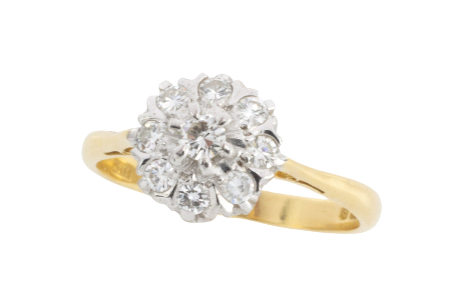 Vintage diamond cluster ring in 18 carat gold-engagement rings-The Antique Ring Shop