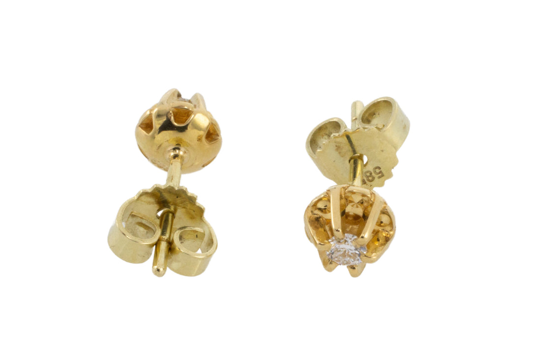 Vintage diamond studs in 14 carat gold-Earrings-The Antique Ring Shop