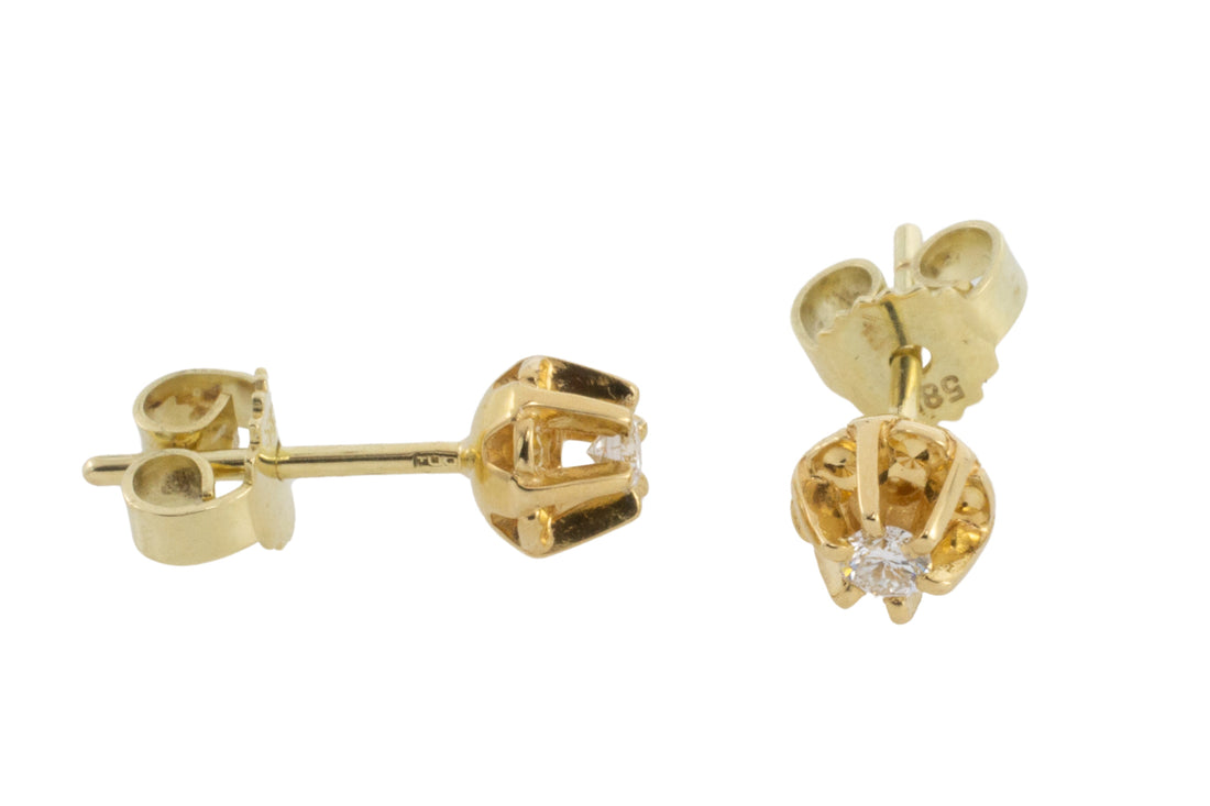 Vintage diamond studs in 14 carat gold-Earrings-The Antique Ring Shop