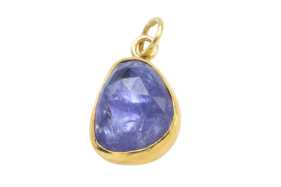 Tanzanite pendant in silver and gold-Pendants-The Antique Ring Shop