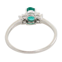 Emerald and diamond ring in white gold-engagement rings-The Antique Ring Shop