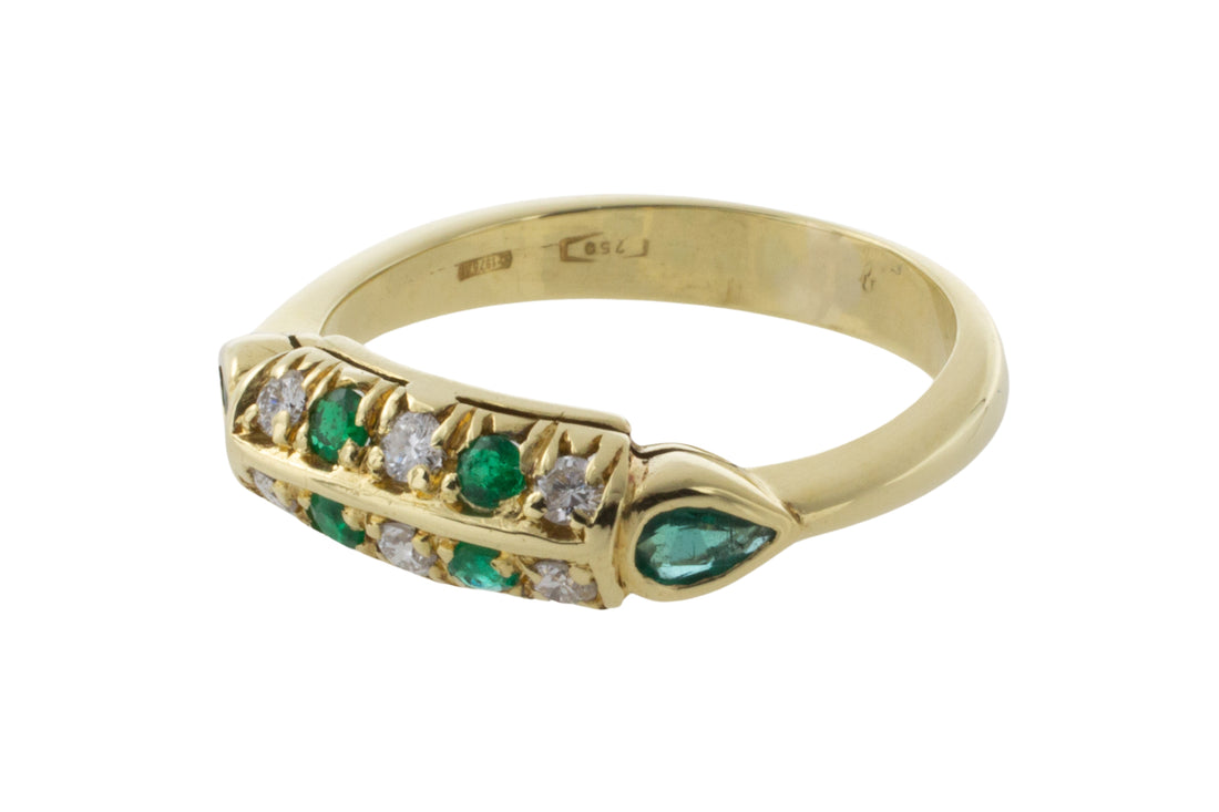 Emerald and diamond ring in 18 carat gold-vintage rings-The Antique Ring Shop