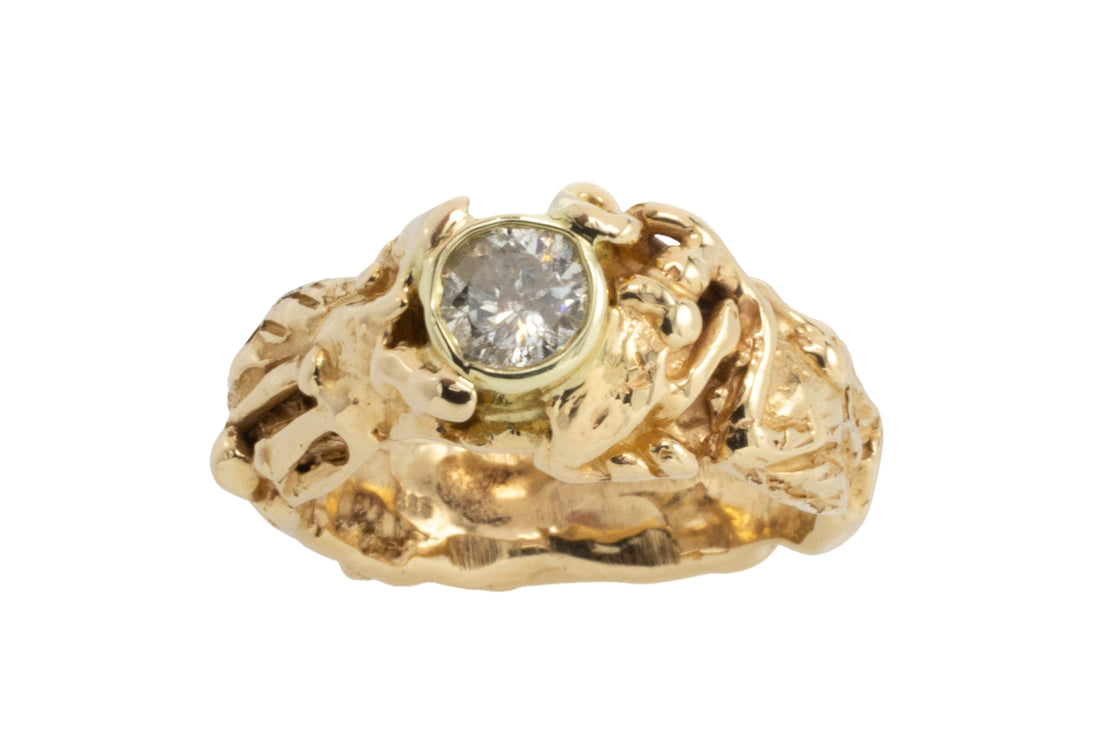 Organic nugget style ring with diamond-engagement rings-The Antique Ring Shop