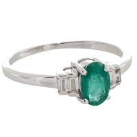 Emerald and diamond ring in white gold-engagement rings-The Antique Ring Shop