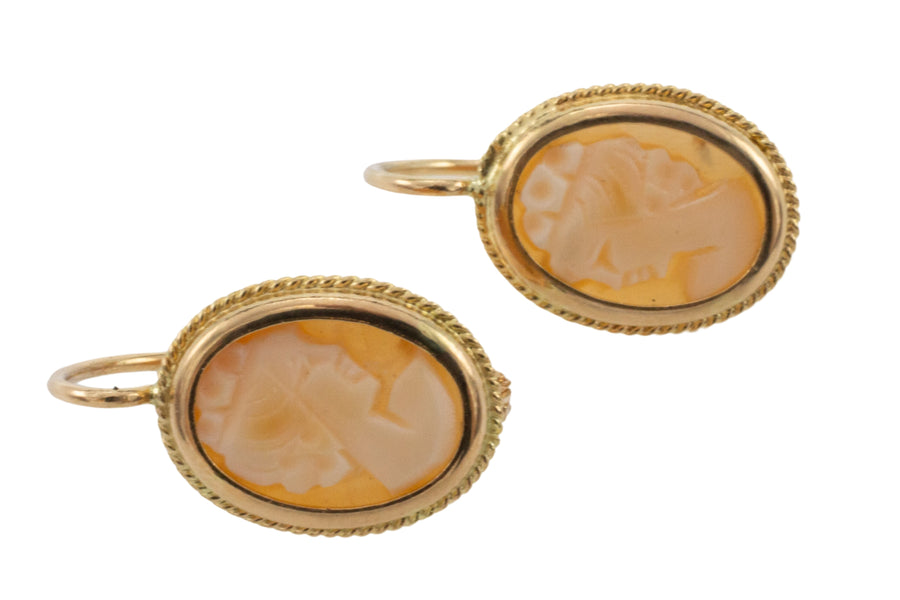 Cameo earrings in 18 carat gold-Earrings-The Antique Ring Shop