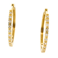 18 carat gold hoop earrings with diamonds-Earrings-The Antique Ring Shop