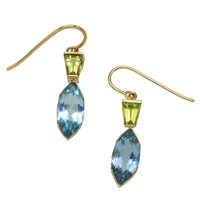 Topaz and peridot earrings in 14 carat gold-Earrings-The Antique Ring Shop