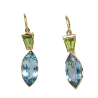 Topaz and peridot earrings in 14 carat gold-Earrings-The Antique Ring Shop