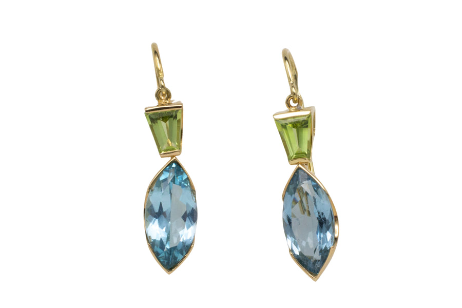 Topaz and peridot earrings in 14 carat gold-Earrings-The Antique Ring Shop