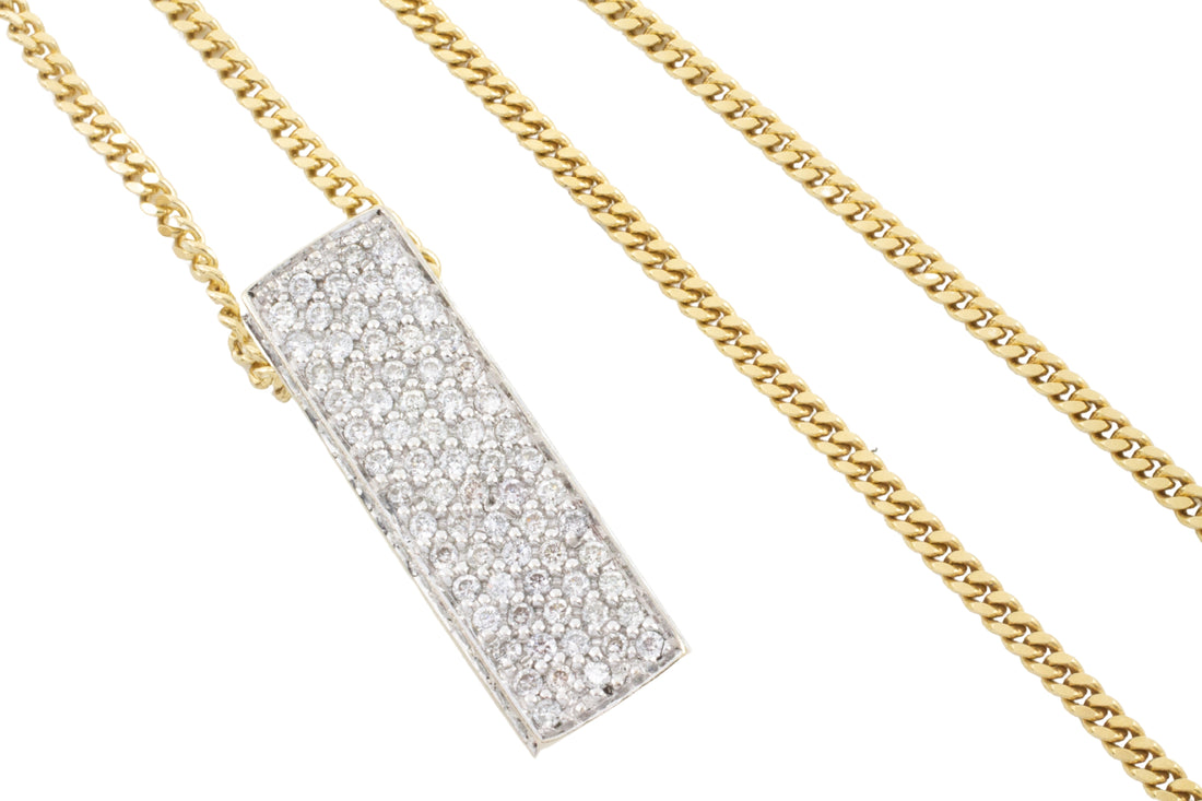 14 carat gold pendant pave set with diamonds-Pendants-The Antique Ring Shop