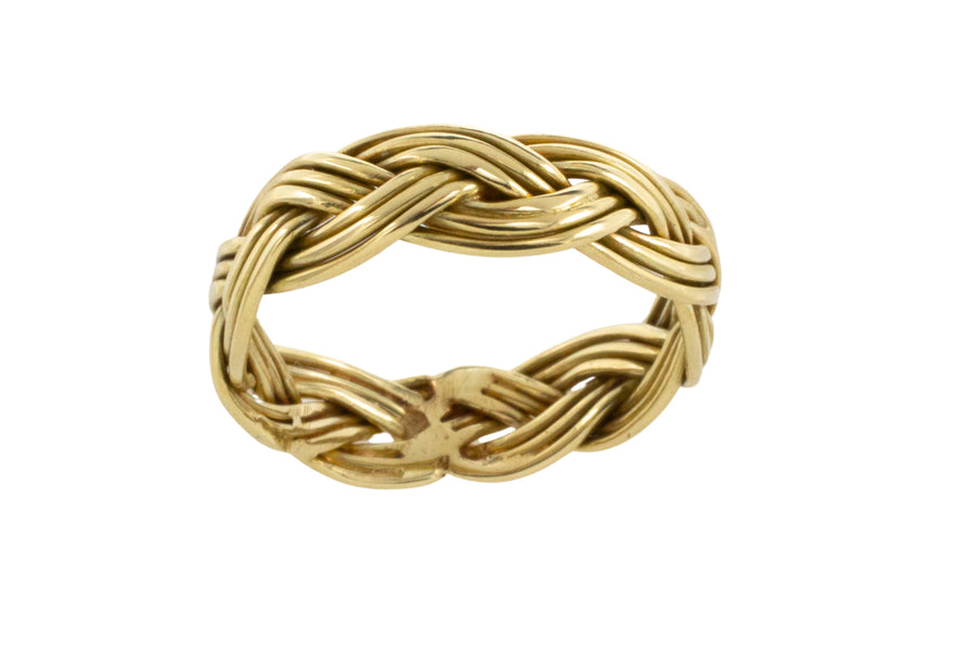 Vintage 14 carat gold interwoven band-wedding rings-The Antique Ring Shop