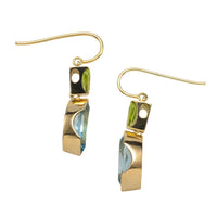 Topaz and peridot earrings in 14 carat gold-Earrings-The Antique Ring Shop