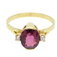 Vintage garnet and diamond ring in 14 carat gold-Vintage Rings-The Antique Ring Shop