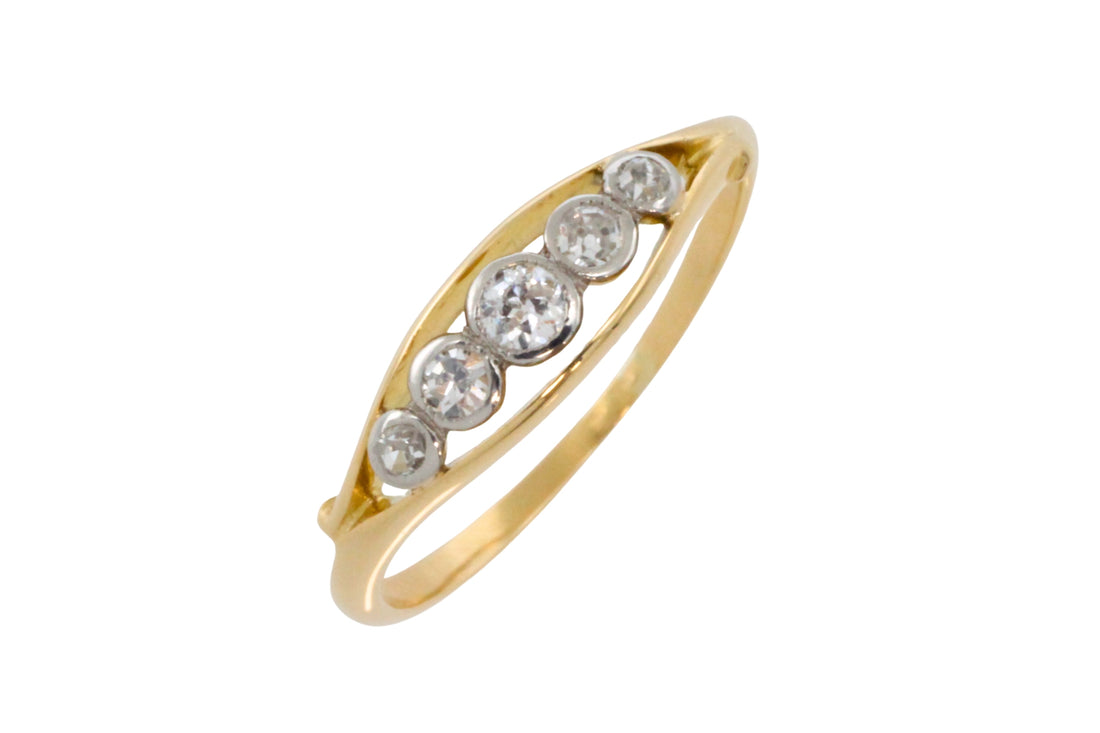 Edwardian five stone old cut diamond ring