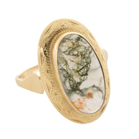 Vinatge cabochon moss agate ring in 14 carat gold-Vintage Rings-The Antique Ring Shop