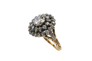 Classic rose diamond cluster ring in gold and silver-Vintage Rings-The Antique Ring Shop