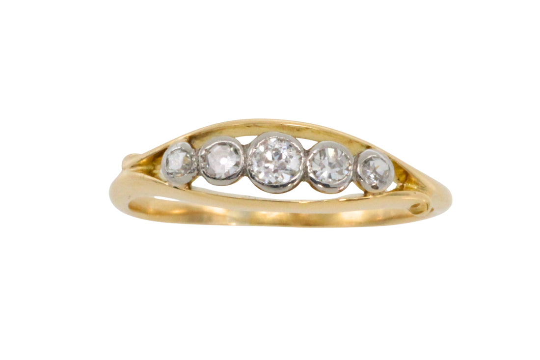 Edwardian five stone old cut diamond ring