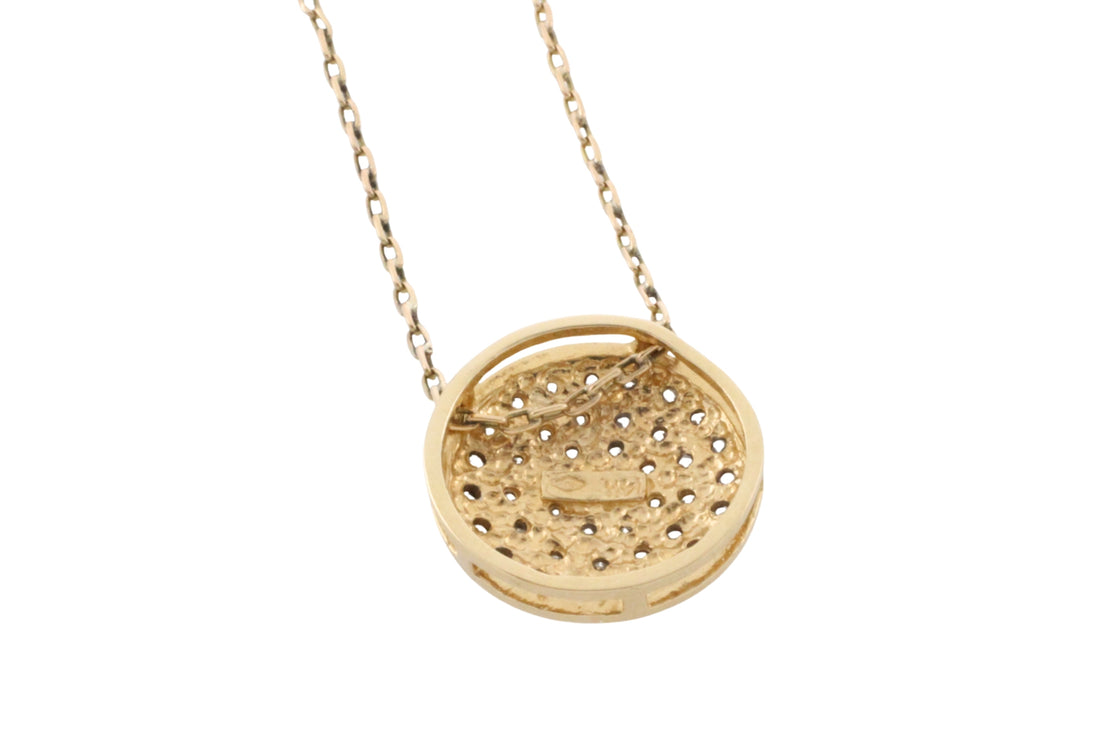Diamond pendant in yellow and white gold-Pendants-The Antique Ring Shop