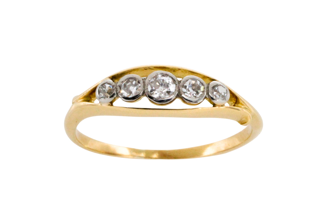 Edwardian five stone old cut diamond ring