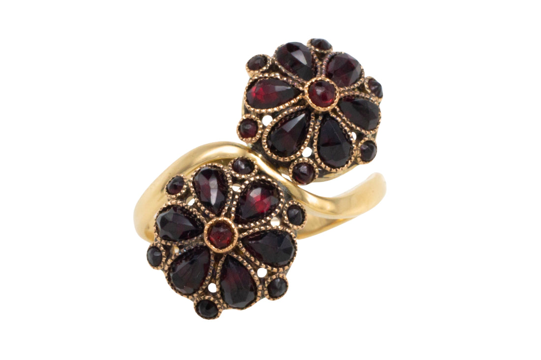 Vintage Toi et Moi garnet ring-Vintage Rings-The Antique Ring Shop