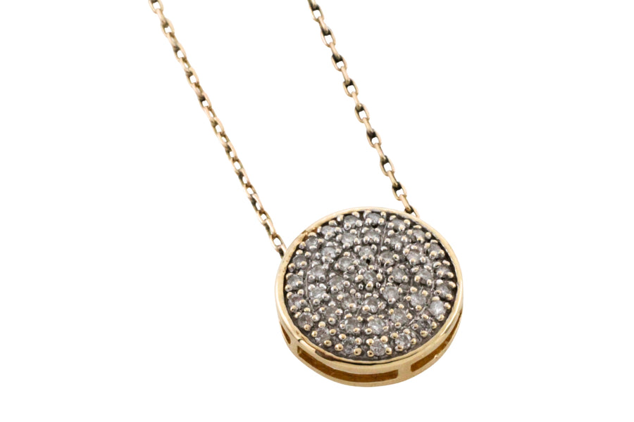 Diamond pendant in yellow and white gold-Pendants-The Antique Ring Shop