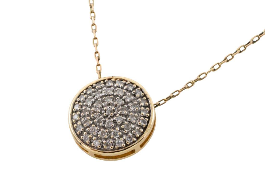 Diamond pendant in yellow and white gold-Pendants-The Antique Ring Shop
