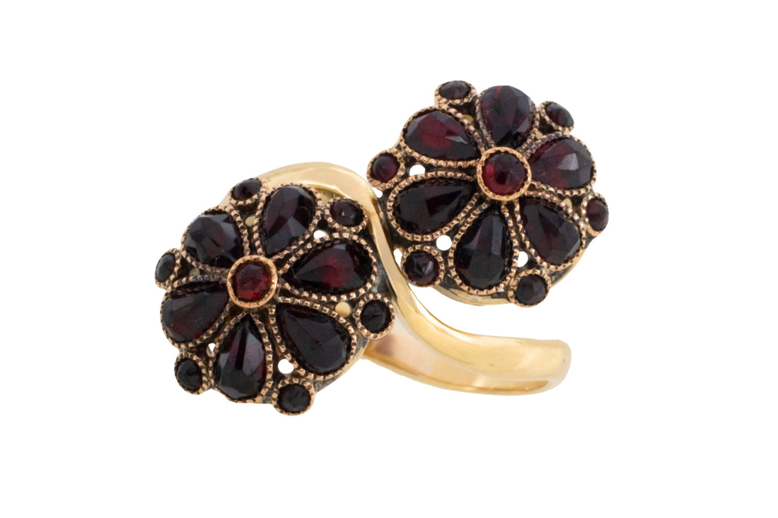 Vintage Toi et Moi garnet ring-Vintage Rings-The Antique Ring Shop