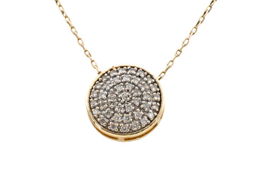 Diamond pendant in yellow and white gold-Pendants-The Antique Ring Shop