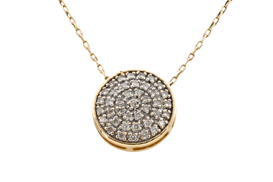 Diamond pendant in yellow and white gold-Pendants-The Antique Ring Shop