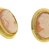 Cameo earrings in 14 carat gold-Earrings-The Antique Ring Shop