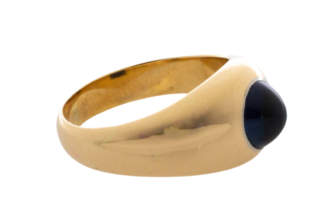 Cabochon sapphire ring in 14 carat gold-gents rings-The Antique Ring Shop