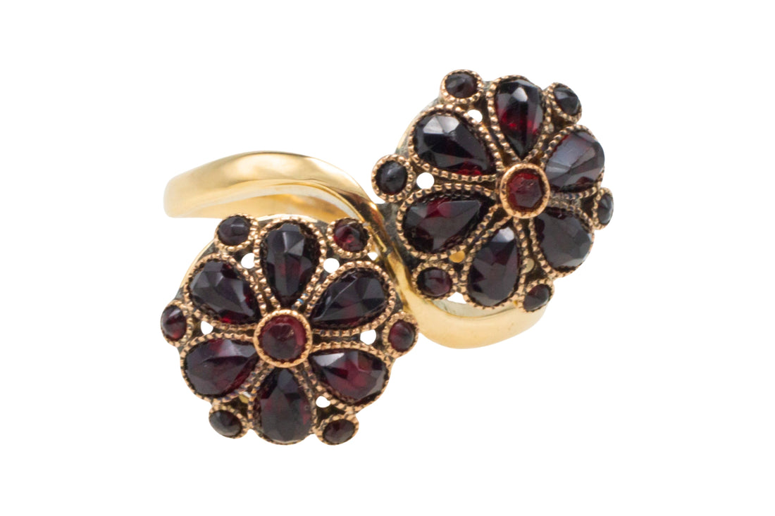 Vintage Toi et Moi garnet ring-Vintage Rings-The Antique Ring Shop