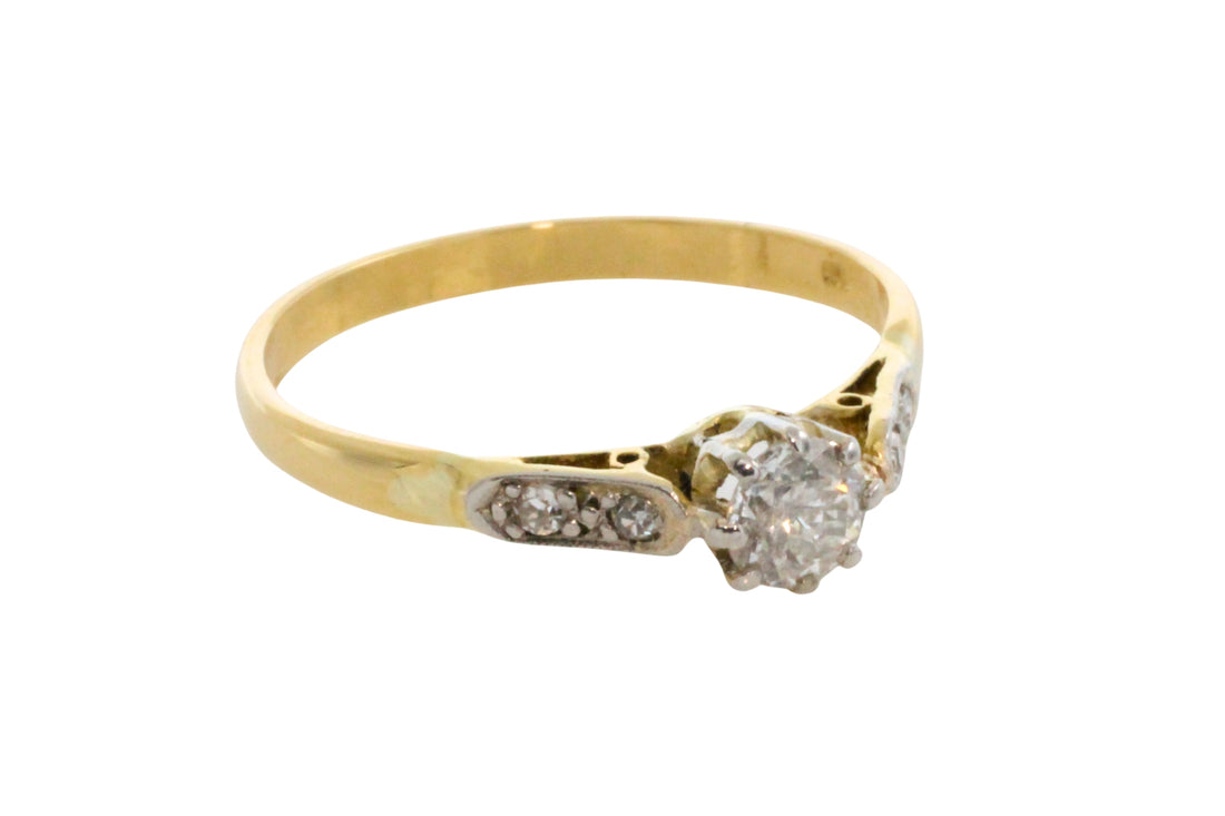 Vintage diamond ring in 18 carat gold-engagement rings-The Antique Ring Shop