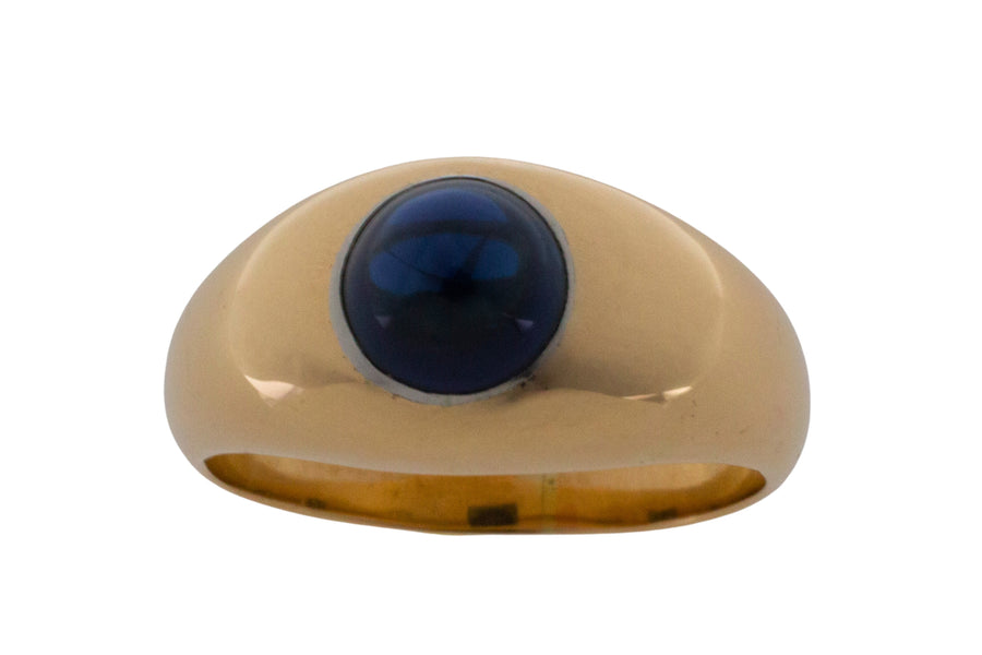 Cabochon sapphire ring in 14 carat gold-gents rings-The Antique Ring Shop