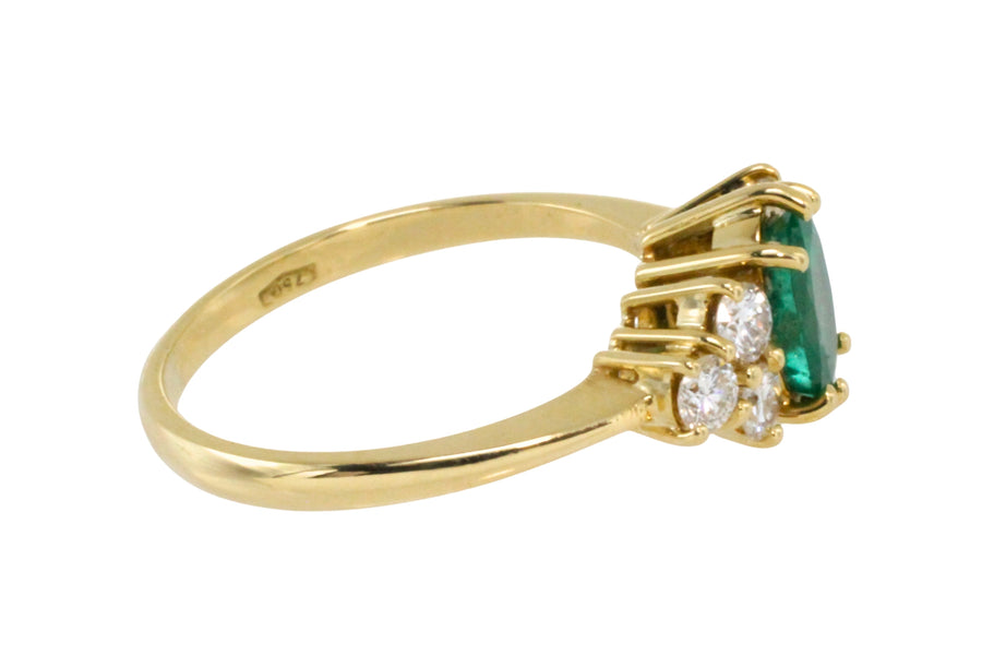 Emerald and diamond ring in 18 carat gold-engagement rings-The Antique Ring Shop