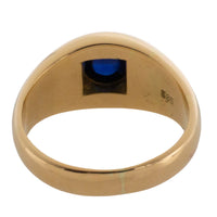 Cabochon sapphire ring in 14 carat gold-gents rings-The Antique Ring Shop