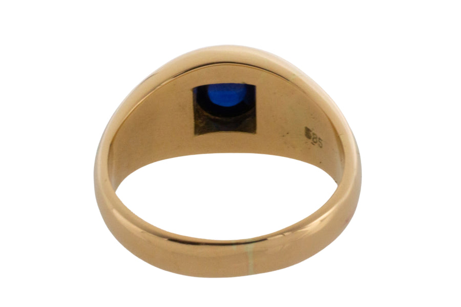 Cabochon sapphire ring in 14 carat gold-gents rings-The Antique Ring Shop