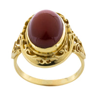 Vintage cabochon garnet ring in 14 carat gold-Vintage Rings-The Antique Ring Shop