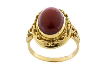 Vintage cabochon garnet ring in 14 carat gold-Vintage Rings-The Antique Ring Shop