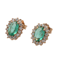 Emerald and diamonds studs-Earrings-The Antique Ring Shop