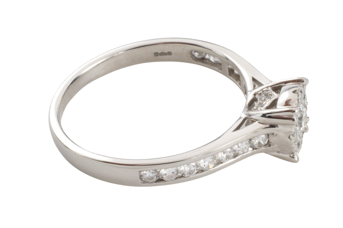 Platinum diamond cluster ring-engagement rings-The Antique Ring Shop