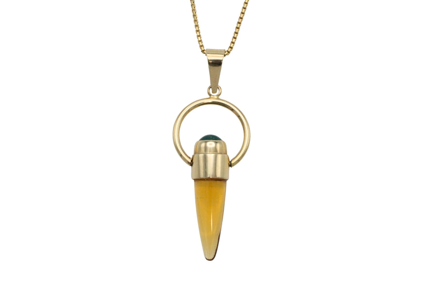 Citrine and chrysoberyl pendant in 14 carat gold-Pendants-The Antique Ring Shop