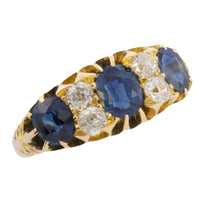 Victorian sapphire and diamond ring from 1898-Antique rings-The Antique Ring Shop