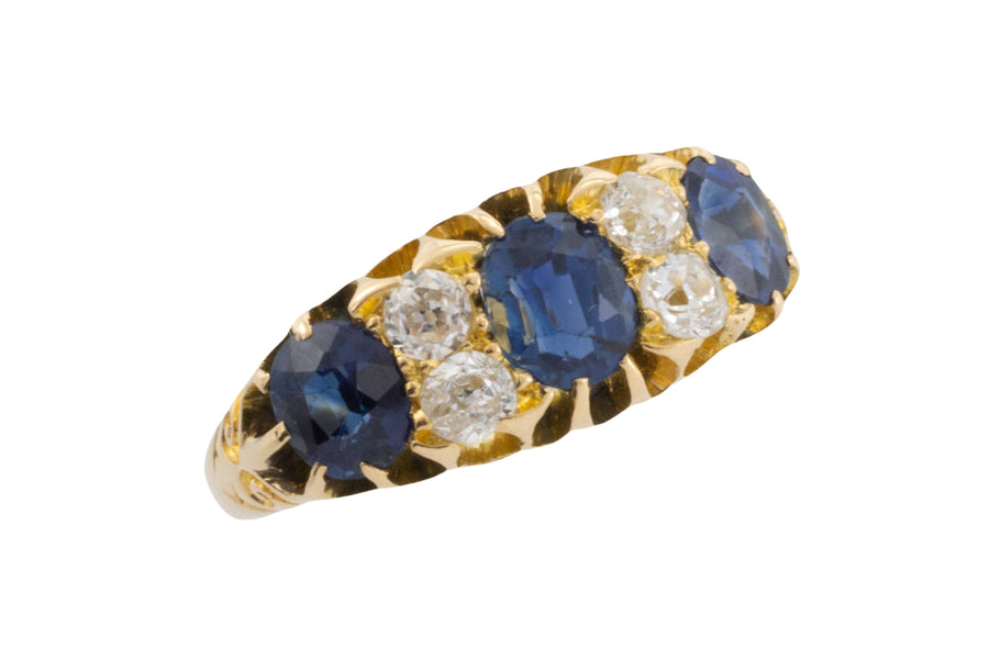 Victorian sapphire and diamond ring from 1898-Antique rings-The Antique Ring Shop