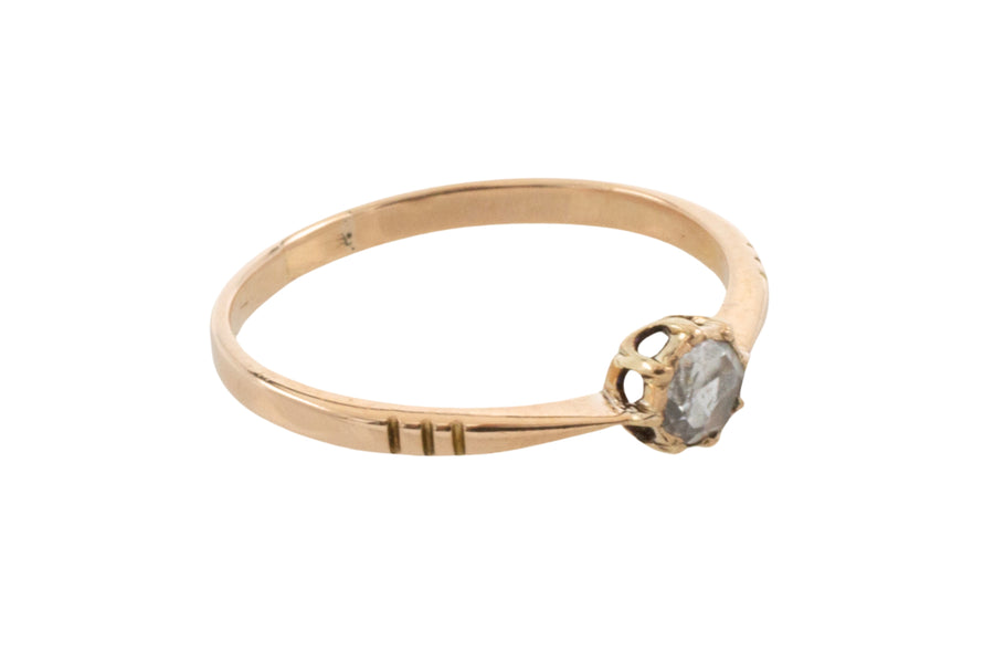 Rose diamond solitaire ring in 14 carat gold-Antique rings-The Antique Ring Shop