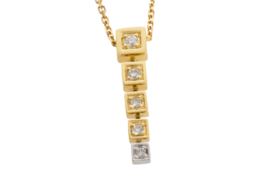 Diamond pendant in 14 carat gold-Pendants-The Antique Ring Shop
