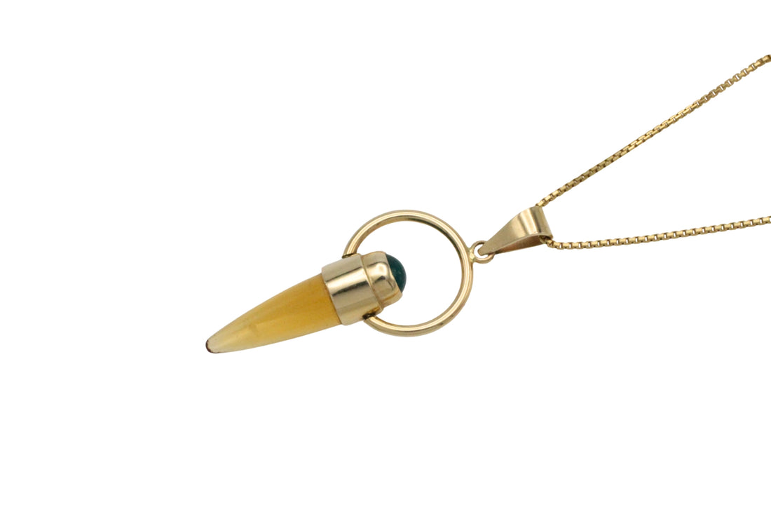 Citrine and chrysoberyl pendant in 14 carat gold-Pendants-The Antique Ring Shop