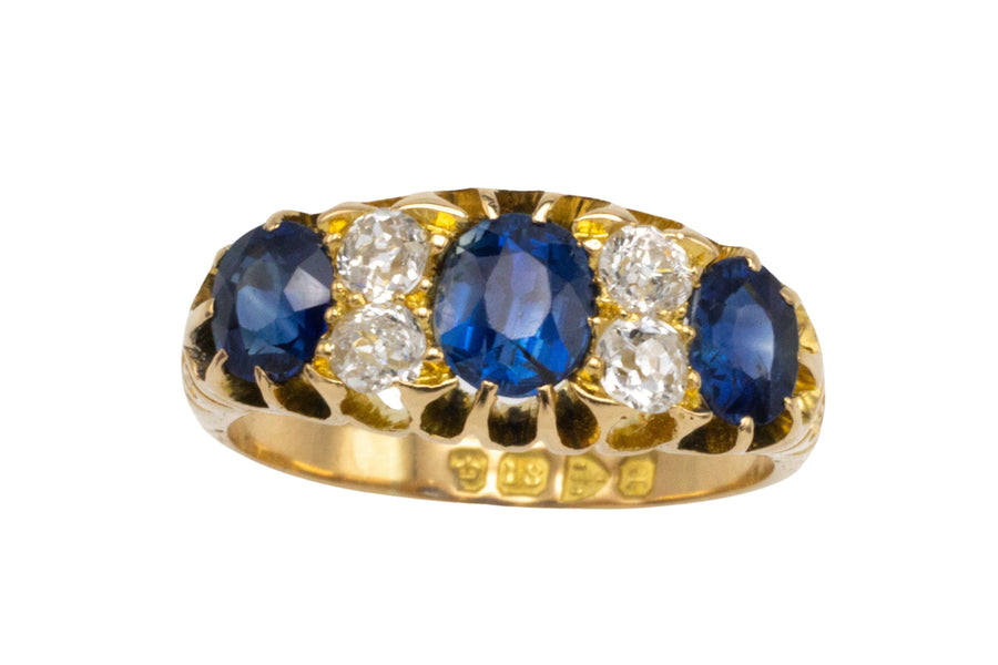 Victorian sapphire and diamond ring from 1898-Antique rings-The Antique Ring Shop