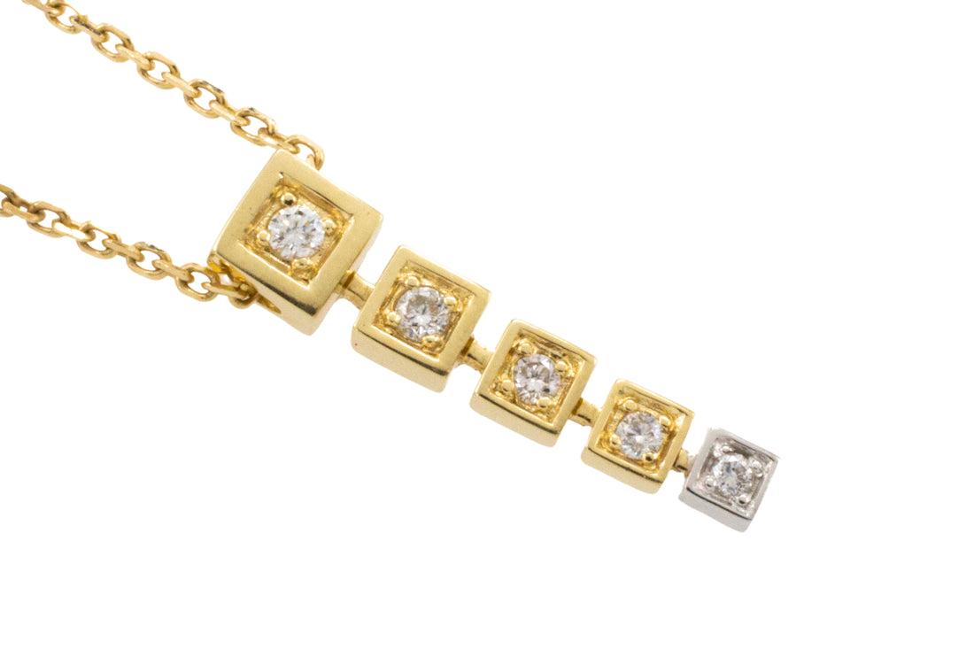Diamond pendant in 14 carat gold-Pendants-The Antique Ring Shop