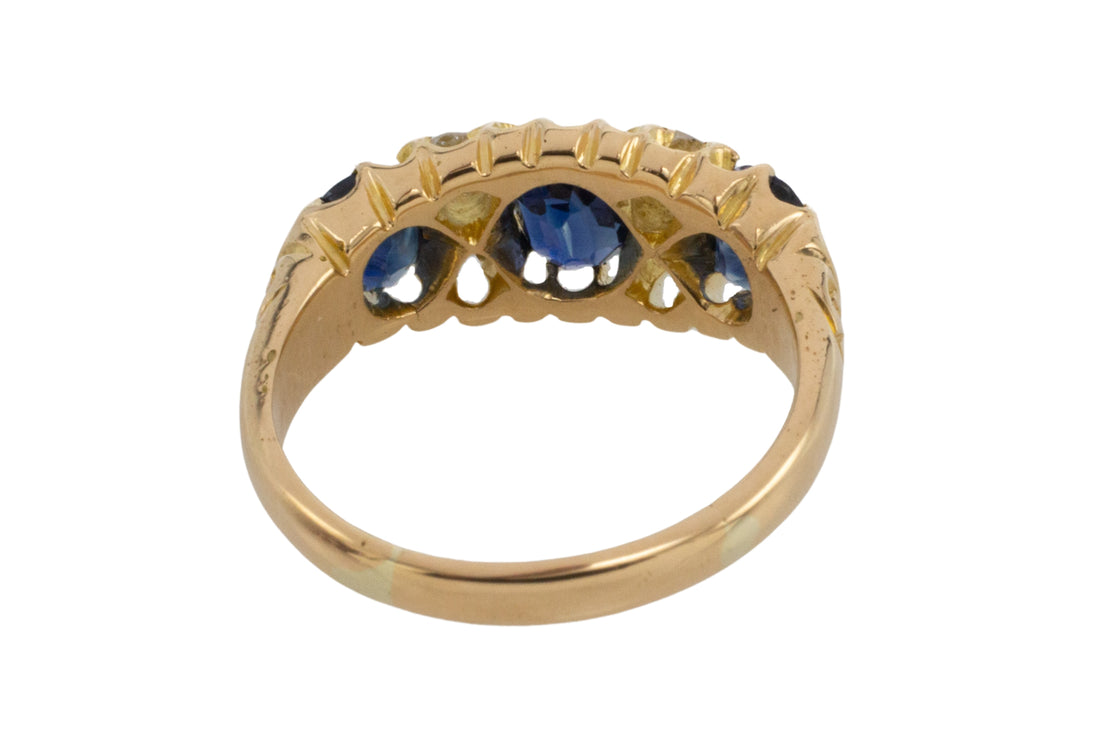 Victorian sapphire and diamond ring from 1898-Antique rings-The Antique Ring Shop